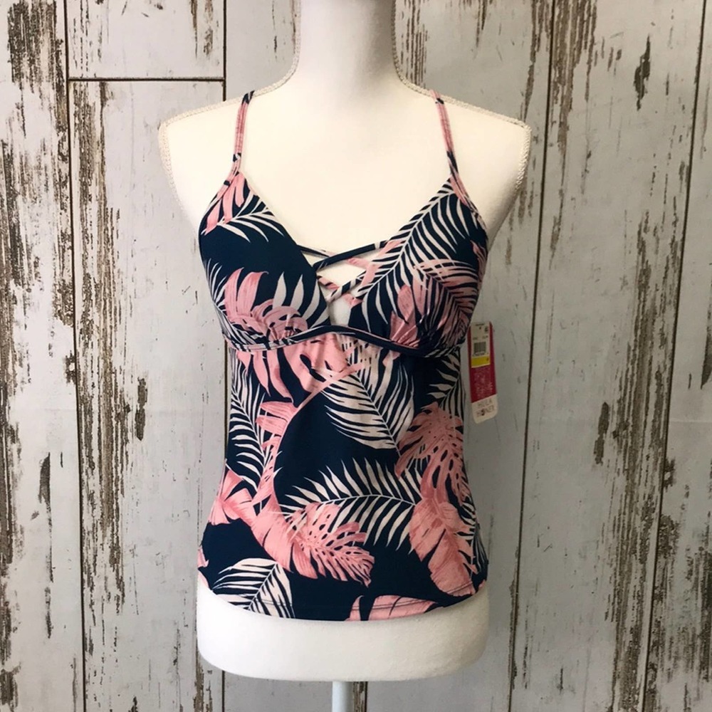 Hula Honey Pink and White Tropical Print Tankini - Picture 2 of 6